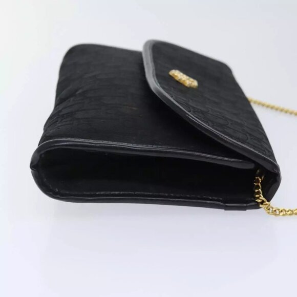 Christian Dior Trotter Canvas Chain Shoulder Bag Gold Black Auth - Picture 10 of 14